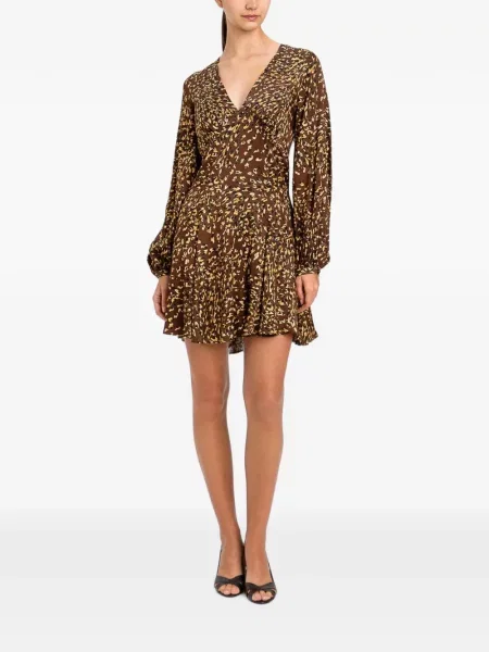 Rochie mini Twinset cu imagine cu decolteu în V maro