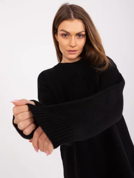 Pletena obleka obleka Fashionhunters črna