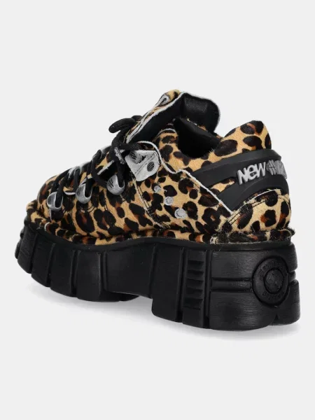 Semišové tenisky New Rock Pelo Leopardo Cuero M Tower Negro Lateral hnědé