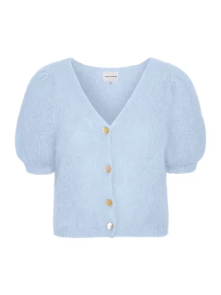 Sweter American Dreams z dekoltem w serek niebieski