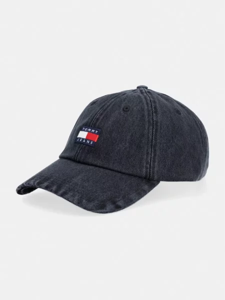 Tommy Jeans czapka z daszkiem jeansowa czarna
