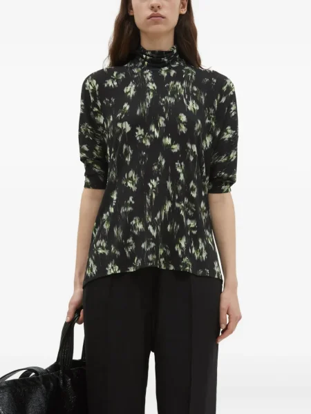 Top Christian Wijnants cu model floral cu imagine negru