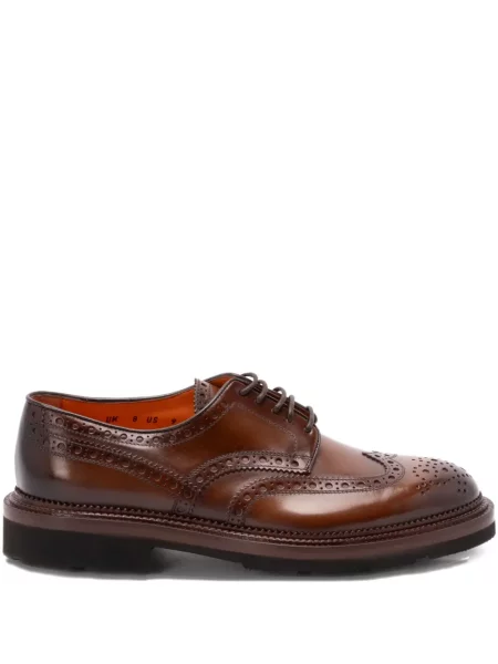 Brogues Santoni cu șireturi din dantelă maro