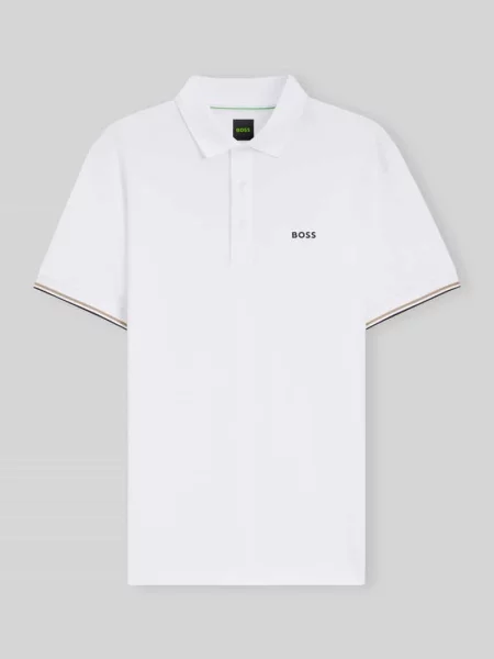 Koszulka polo o kroju slim fit z wytłoczeniem emotikon piłki tenisowej model PL_TOC Boss Green biała