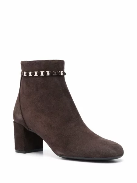 Cizme scurte Ferragamo din piele de căprioară maro