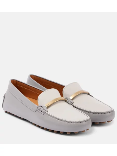 Usnjene loaferke Tod's modra