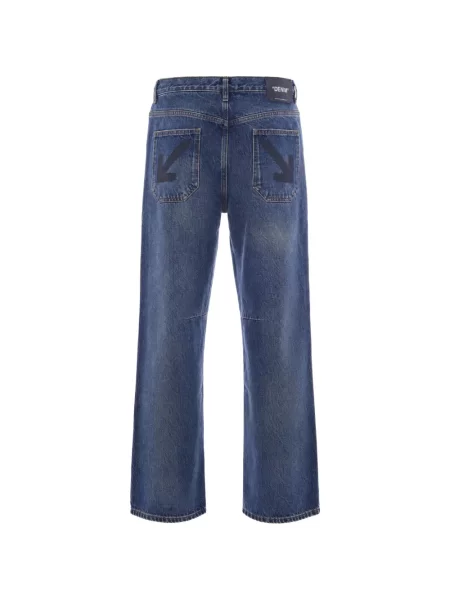 Blugi Off-white cu imagine alb