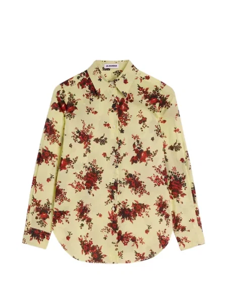 Cămașă Jil Sander cu model floral cu imagine din muselină galben