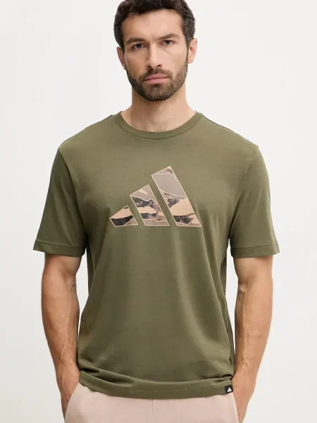 Adidas tricou din Camo Logo cu imprimeu verde