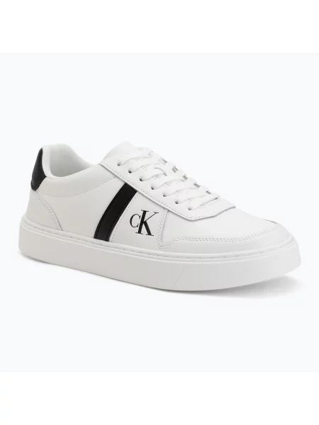 Calvin Klein Sneakersy Classic Cups Lace Lth Emb Tongue biela