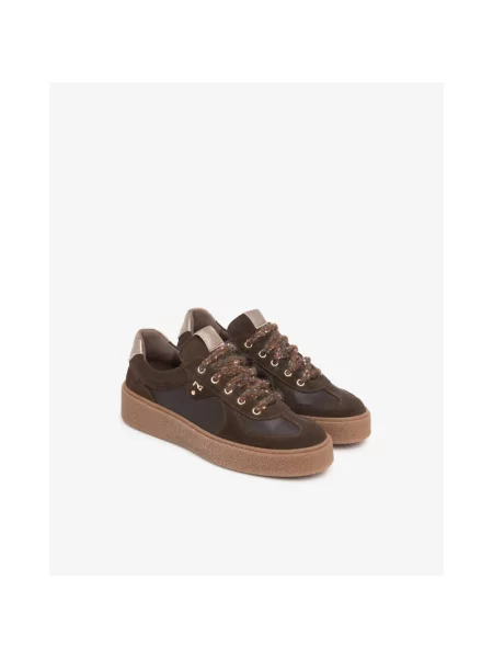 Sneakersy Nerogiardini skórzane na platformie brązowe