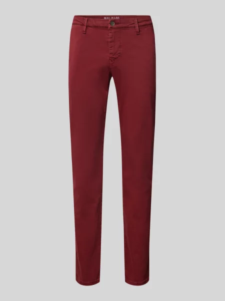 Spodnie o kroju regular fit ze szlufkami na pasek model ‘Lennox’ Mac czerwone