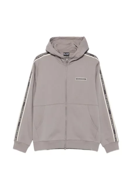 Hanorac cu glugă Ea7 Emporio Armani cu autograf gri