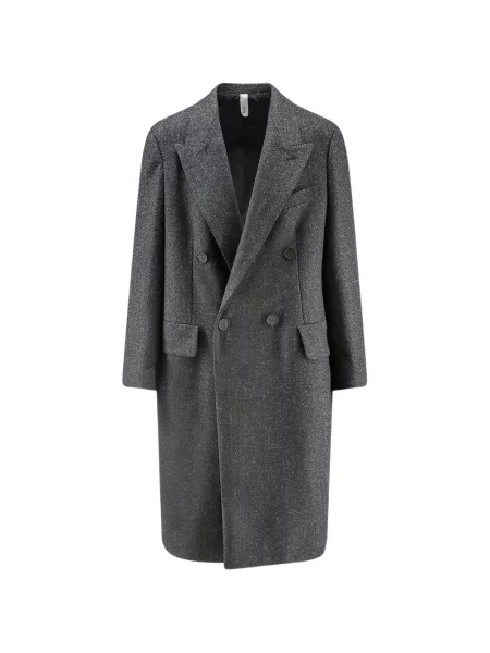 Palton Hevo cu model herringbone cu două rânduri de nasturi gri