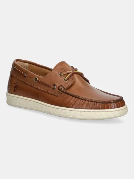 Кожени мокасини U.S. Polo Assn. MIGUEL кафяво