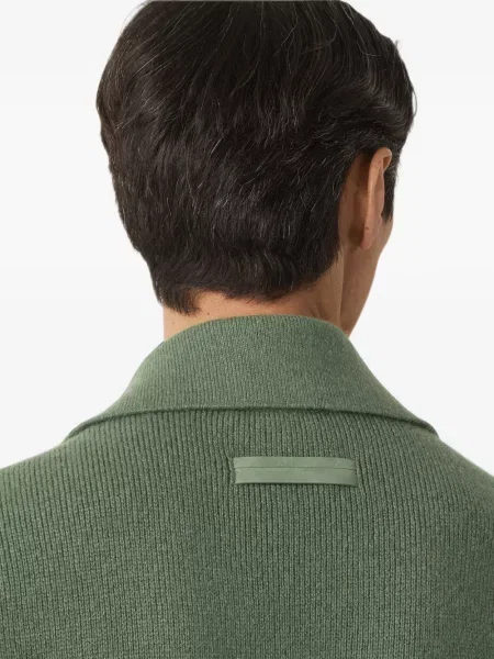 Tricou polo Zegna din cașmir verde