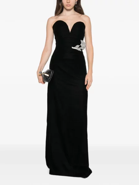 Rochie maxi Adamaris fără bretele negru