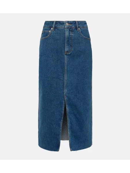 Fustă din denim Veronica Beard până la genunchi albastru