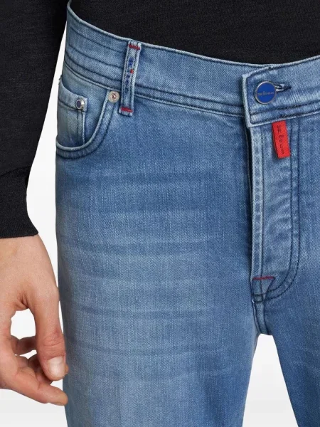 Cu centură blugi Kiton cu 5 buzunare albastru