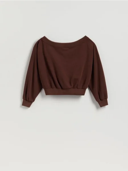 Reserved Bluza z odkrytymi ramionami brązowy