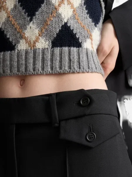 Pantaloni Prada de lână negru