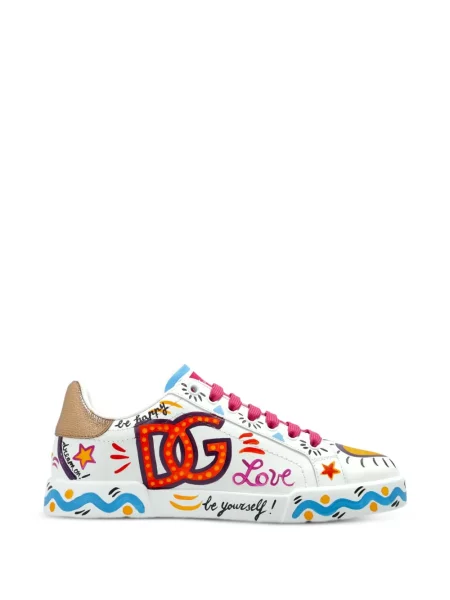 Sneakerși Dolce & Gabbana din piele cu imagine alb