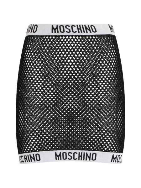 Fusta mini Moschino plasă cu autograf negru