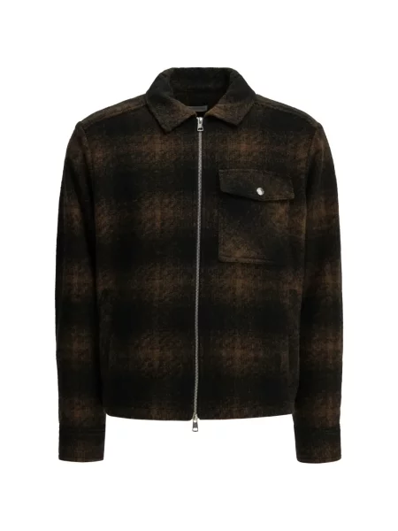 Geacă cămașă Moncler în carouri maro