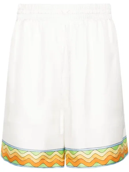 Pantaloni scurți Casablanca de mătase alb