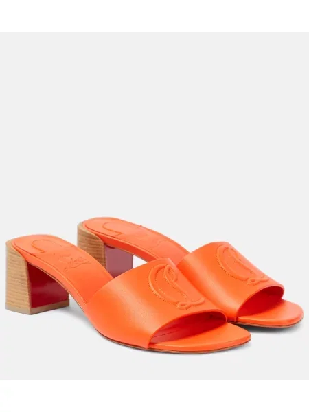 Usnjene mules Christian Louboutin oranžna