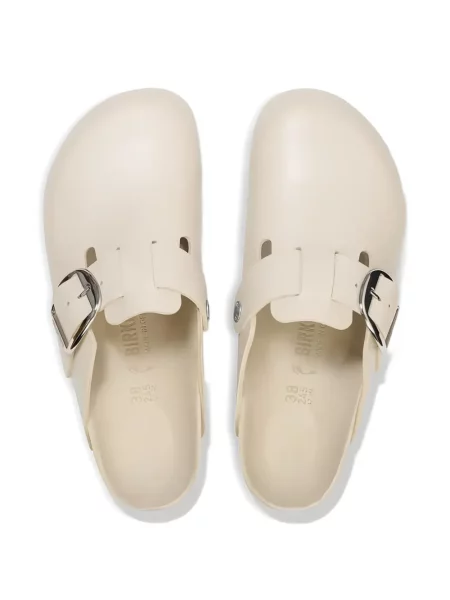Lapos talpú csatos mules Birkenstock fehér