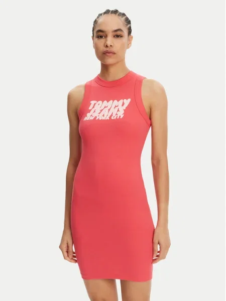 Tommy Jeans Ежедневна рокля Bubble Коралов