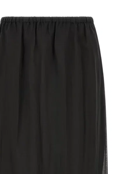 Fustă midi Tela cu franjuri negru