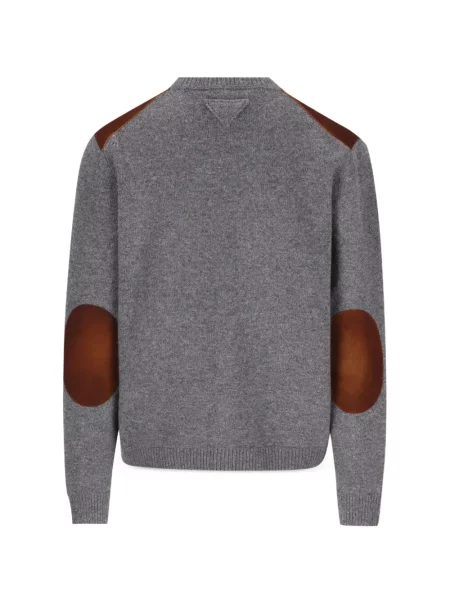 Cardigan Prada din piele de căprioară gri