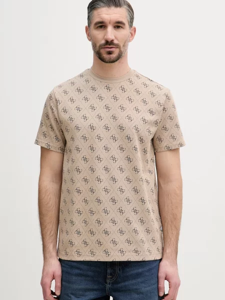 Guess T-shirt Ανδρικό μπεζ