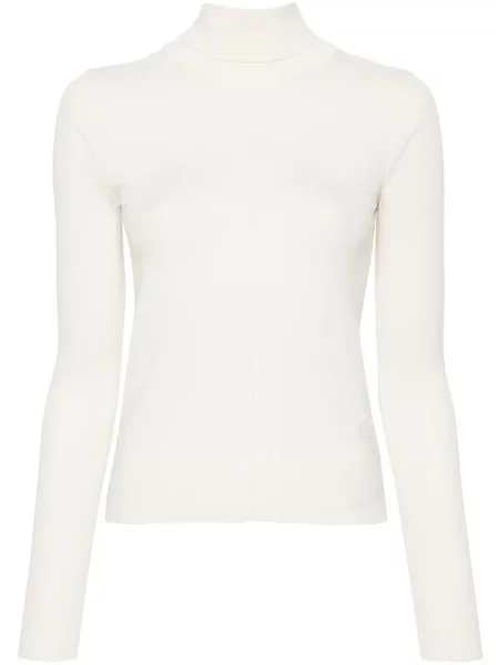 Pulover Chloé cu broderie alb