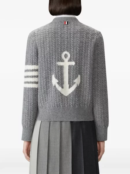 Cardigan Thom Browne de lână gri