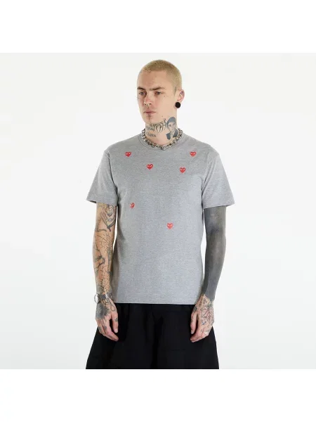 Коротка футболка Comme Des Garcons Play з принтом з коротким рукавом сіра