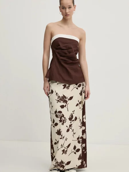 Lanena bluza Abercrombie & Fitch rjava