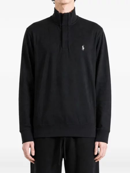 Geacă Polo Ralph Lauren cu broderie din fleece negru