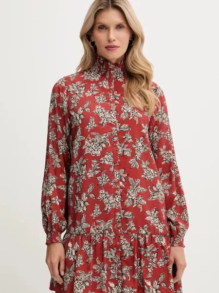 Pepe Jeans sukienka mini rozkloszowana pomarańczowy