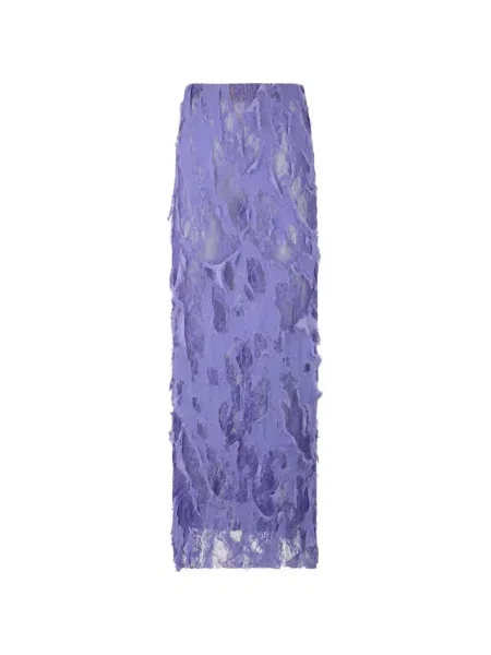 Fusta maxi Roberto Cavalli zdrențuiți din dantelă violet