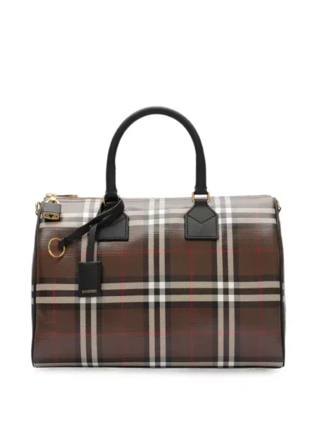 Geantă Burberry în carouri maro