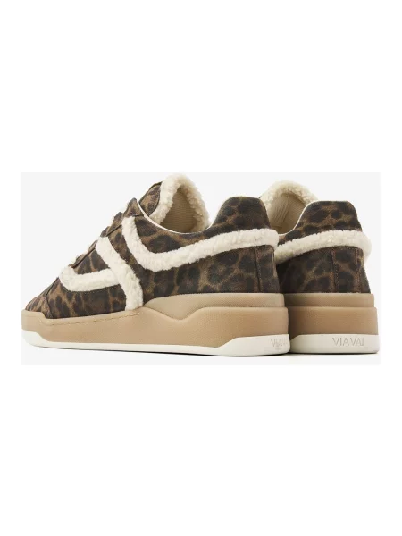Sneakersy Via Vai zamszowe z nadrukiem w panterkę brązowe