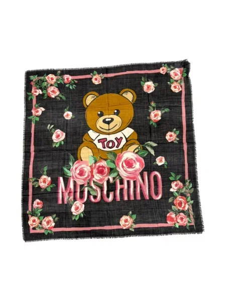 Szal Moschino wełniana z logo czarna