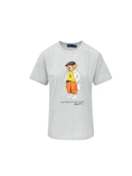 Koszulka Polo Ralph Lauren z dekoltem w serek z dżerseju klasyczna szara