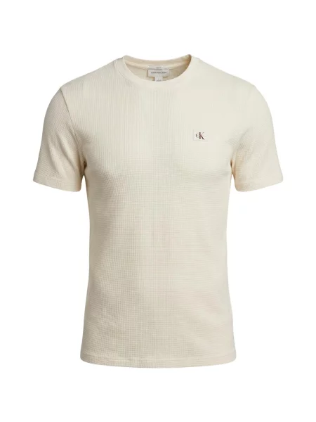 Calvin Klein Jeans Póló Waffle Badge Bézs fehér