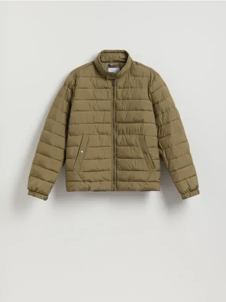 Reserved Geacă matlasată cu guler înalt verde-prăfuit verde