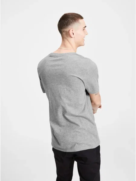 JACK & JONES Póló melír / pasztellpiros / fekete szürke