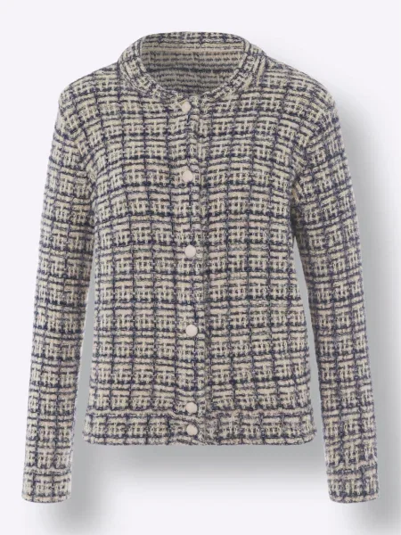 Heine Geacă tricotată închis / maro deschis albastru